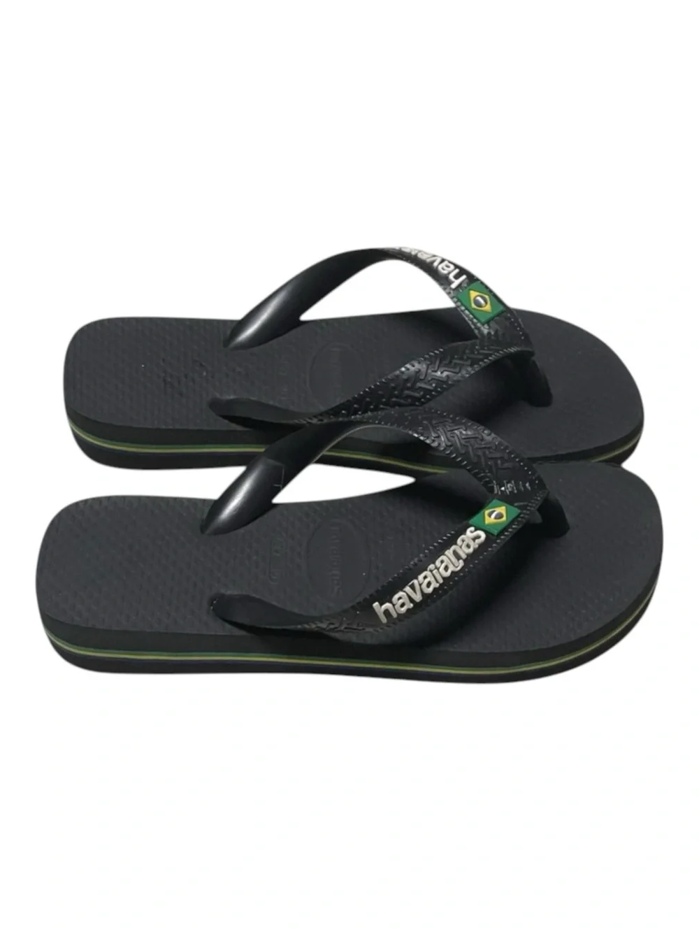 new J Crew x Havaianas ✪ Girls Boys Brazil Logo Flip Flops ✪ Black ✪ 29 30